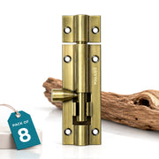 Plantex Stainless Steel Tower Bolt/Tower Bolt for Home,Offices Doors and Windows/Tower Bolt for Main Door/Door Latch/Kundi/Chitakini/Door Latch for Windows - Pack of 8 (Brass Antique, 4 inch)