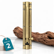 Plantex Stainless Steel 8 inch Tower Bolt/Tower Bolt for Home,Offices Doors and Windows/Tower Bolt for Main Door/Door Latch/Kundi/Chitakini/Door Latch for Windows (Brass Antique, Pack of 2)