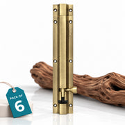 Plantex Stainless Steel 8 inch Tower Bolt/Tower Bolt for Home,Offices Doors and Windows/Tower Bolt for Main Door/Door Latch/Kundi/Chitakini/Door Latch for Windows (Brass Antique, Pack of 6)