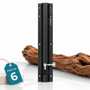 Plantex Stainless Steel 8-inch Tower Bolt/Tower Bolt for Home,Offices Doors and Windows/Tower Bolt for Main Door/Wardrobe Door Latch/Kundi/Chitakini/Door Latch for Windows (Black Finish, Pack of 6)