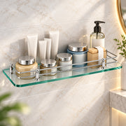 Plantex Premium Transparent Bathroom Glass Shelf/Glass Shelf for Living Room/Bathroom & Kitchen Accessories- (Polished, 18x6 Inches) - Pack of 1