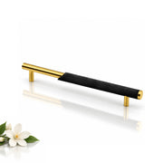 Plantex Stainless Steel & Aluminium Cabinet Handle/160mm Wardrobe Door Handle/Cupboard Pull-Push Handles for Home/Office - Pack of 1 (Black & Gold)