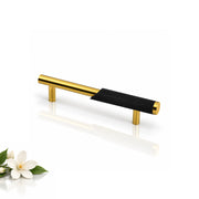 Plantex Stainless Steel & Aluminium Cabinet Handle/96mm Wardrobe Door Handle/Cupboard Pull-Push Handles for Home/Office - Pack of 1 (Black & Gold)