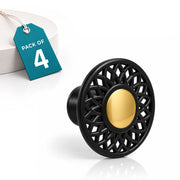 Plantex Drawer Knobs/Cabinet Knob/Round Knobs for Drawer Cabinets/Pull-Push Knob for Home/Office Drawer - Pack of 4 (Black)