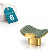 Plantex Knobs for Drawers/Drawer Knobs/Rectangle Knob for Cabinets/Pull-Push Knob for Kitchen/Bedroom/Drawer - Pack of 6 (Gold & Green)