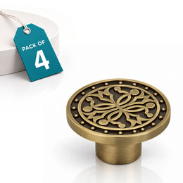 Plantex Knobs for Drawer/Round Drawer Knobs/Knobs for Cabinets/Pull-Push Knobs for Kitchen/Bedroom Drawer - Pack of 4 (DTK-301, Brass Antique)