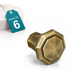 Plantex Knobs for Drawer/Octagon Shape Drawer Knobs/Knobs for Cabinets/Pull-Push Knobs for Kitchen/Bedroom Drawer - Pack of 6 (DTK-302, Brass Antique)