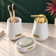 Plantex Ceramic Bathroom Set - Soap Holder for Bathroom/Liquid Soap Dispenser/Tumbler Holder/Toothbrush Holder/Handwash Dispenser - 3 Pcs Set