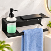 Plantex Shelf for Bathroom/Stainless Steel 3in1 Shelf/Liquid Soap Dispenser/Napkin Holder/Multipurpose Shelf for Home/Office/Hotel - Pack of 1 (Black)