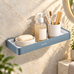 Plantex Shelf for Bathroom/Aluminium and Acrylic Multipurpose Shelf/15x5 inch Shelf for Home/Office/Hotel - Pack of 1 (Grey and Milky White)