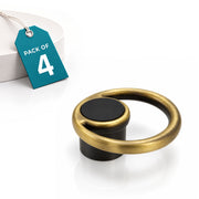 Plantex Drawer Knobs/Ring Drawer Kadi/Pull-Push Knobs for Kitchen/Bedroom Drawer - Pack of 4 (Brass Antique & Black)