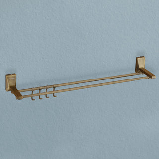 Plantex 304 Grade Stainless Steel 24 inch Dual Towel Rod/Towel Holder/Towel Hanger/Bathroom Accessories - Crystal (Brass Antique)