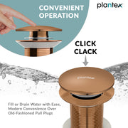Plantex Waste Coupling for Wash Basin/3 inch Solid Brass Coupling/Full Thread Waste Coupling (PVD Rose Gold -Pack of 1)