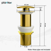 Plantex Pure Brass Waste Coupling/5 inch Drain Outlet System Full Thread Pop up Waste Coupling for Wash Basin (Glossy Gold - Pack of 1)