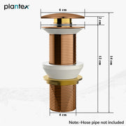 Plantex Pure Brass Waste Coupling for Wash Basin /5 inch Coupling Out let System Full Thread Sink Waste Coupling (Rose Gold - Pack of 1)