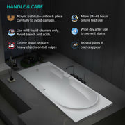 Plantex Bathtub For Bathroom/Bath tub for Adults/Deep Soaker Bathtub with Overflow and Waste Coupling Accessories (White - 1670 mm)