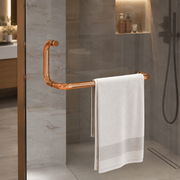 Plantex Shower Door Handle/Stainless Steel Towel Bar Combination/Towel Holder for Glass Shower Door - Pack of 1 (PVD Rose Gold)