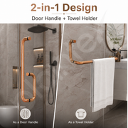 Plantex Shower Door Handle/Stainless Steel Towel Bar Combination/Towel Holder for Glass Shower Door - Pack of 1 (PVD Rose Gold)