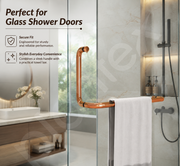 Plantex Shower Door Handle/Stainless Steel Towel Bar Combination/Towel Holder for Glass Shower Door - Pack of 1 (PVD Rose Gold)