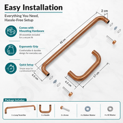 Plantex Shower Door Handle/Stainless Steel Towel Bar Combination/Towel Holder for Glass Shower Door - Pack of 1 (PVD Rose Gold)