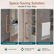 Plantex Shower Door Handle/Stainless Steel Towel Bar Combination/Towel Holder for Glass Shower Door - Pack of 1 (PVD Rose Gold)