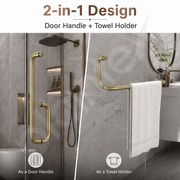 Plantex Stainless Steel Towel Bar Combination/Shower Door Handle/Towel Holder for Glass Shower Door and Bath Door Pull Handle - Pack of 1 (Brass Antique)