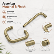 Plantex Stainless Steel Towel Bar Combination/Shower Door Handle/Towel Holder for Glass Shower Door and Bath Door Pull Handle - Pack of 1 (Brass Antique)