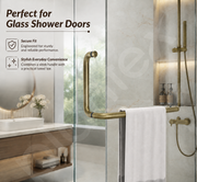 Plantex Stainless Steel Towel Bar Combination/Shower Door Handle/Towel Holder for Glass Shower Door and Bath Door Pull Handle - Pack of 1 (Brass Antique)