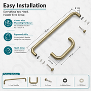 Plantex Stainless Steel Towel Bar Combination/Shower Door Handle/Towel Holder for Glass Shower Door and Bath Door Pull Handle - Pack of 1 (Brass Antique)