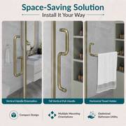 Plantex Stainless Steel Towel Bar Combination/Shower Door Handle/Towel Holder for Glass Shower Door and Bath Door Pull Handle - Pack of 1 (Brass Antique)