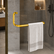 Plantex Shower Door Handle/Stainless Steel Towel Bar Combination/Towel Holder for Glass Shower Door and Bath Door Pull Handle - Pack of 1 (Brass Antique)