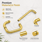 Plantex Shower Door Handle/Stainless Steel Towel Bar Combination/Towel Holder for Glass Shower Door and Bath Door Pull Handle - Pack of 1 (Brass Antique)