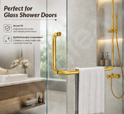 Plantex Shower Door Handle/Stainless Steel Towel Bar Combination/Towel Holder for Glass Shower Door and Bath Door Pull Handle - Pack of 1 (Brass Antique)