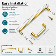 Plantex Shower Door Handle/Stainless Steel Towel Bar Combination/Towel Holder for Glass Shower Door and Bath Door Pull Handle - Pack of 1 (Brass Antique)