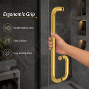 Plantex Shower Door Handle/Stainless Steel Towel Bar Combination/Towel Holder for Glass Shower Door and Bath Door Pull Handle - Pack of 1 (Brass Antique)