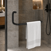 Plantex Shower Door Handle/Stainless Steel Towel Bar Combination/Towel Holder for Glass Shower Door and Bath Door Pull Handle - Pack of 1 (Black)