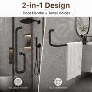 Plantex Shower Door Handle/Stainless Steel Towel Bar Combination/Towel Holder for Glass Shower Door and Bath Door Pull Handle - Pack of 1 (Black)