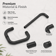 Plantex Shower Door Handle/Stainless Steel Towel Bar Combination/Towel Holder for Glass Shower Door and Bath Door Pull Handle - Pack of 1 (Black)