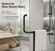 Plantex Shower Door Handle/Stainless Steel Towel Bar Combination/Towel Holder for Glass Shower Door and Bath Door Pull Handle - Pack of 1 (Black)