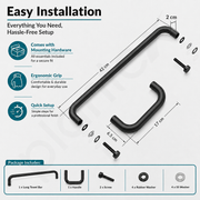 Plantex Shower Door Handle/Stainless Steel Towel Bar Combination/Towel Holder for Glass Shower Door and Bath Door Pull Handle - Pack of 1 (Black)