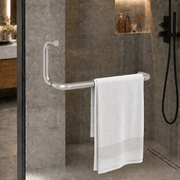 Plantex Shower Cubical Door Handle/Stainless Steel 2 in 1 Towel Handle/Towel Holder for Glass Shower Door and Bath Door Pull Handle - Pack of 1 (Satin)