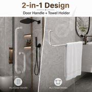 Plantex Shower Cubical Door Handle/Stainless Steel 2 in 1 Towel Handle/Towel Holder for Glass Shower Door and Bath Door Pull Handle - Pack of 1 (Satin)