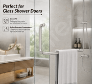 Plantex Shower Cubical Door Handle/Stainless Steel 2 in 1 Towel Handle/Towel Holder for Glass Shower Door and Bath Door Pull Handle - Pack of 1 (Satin)