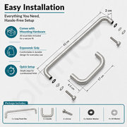 Plantex Shower Cubical Door Handle/Stainless Steel 2 in 1 Towel Handle/Towel Holder for Glass Shower Door and Bath Door Pull Handle - Pack of 1 (Satin)