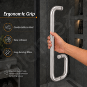 Plantex Shower Cubical Door Handle/Stainless Steel 2 in 1 Towel Handle/Towel Holder for Glass Shower Door and Bath Door Pull Handle - Pack of 1 (Satin)