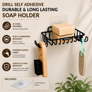 Plantex Self Adhesive GI Steel Soap Holder with Hook for Bathroom/Soap Stand/Wall Mounted Soap Holder Bathroom Accessories - (Black)
