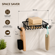 Plantex Self Adhesive GI Steel Soap Holder with Hook for Bathroom/Soap Stand/Wall Mounted Soap Holder Bathroom Accessories - (Black)