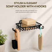 Plantex Self Adhesive GI Steel Soap Holder with Hook for Bathroom/Soap Stand/Wall Mounted Soap Holder Bathroom Accessories - (Black)