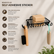 Plantex Self Adhesive GI Steel Soap Holder with Hook for Bathroom/Soap Stand/Wall Mounted Soap Holder Bathroom Accessories - (Black)
