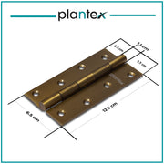 Plantex Heavy Duty Stainless Steel Door Butt Hinges 5 inch x 12 Gauge/2.5 mm Thickness Home/Office/Hotel for Main Door/Bedroom/Kitchen/Bathroom - Pack of 1 (Brass Antique)